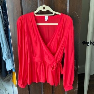 Red Wrap Blouse